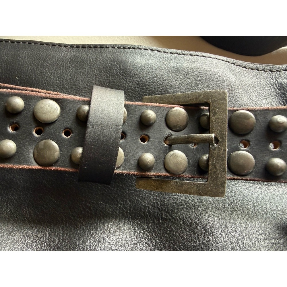 NWT Free People Embellished Studded Leather Bucket Crossbody Bag Black - Picture 5 of 14